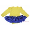Yellow Long Sleeve Baby Bodysuit Royal Blue Satin Pettiskirt JS4915
